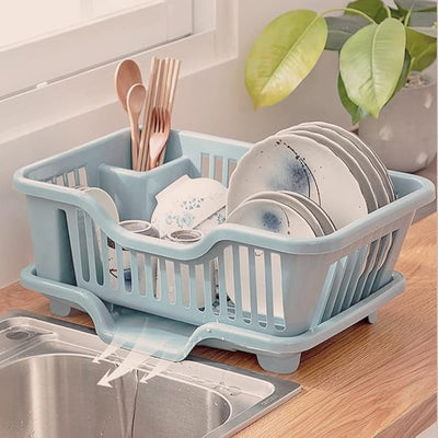 Plastic Dish Drainer Drying Rack 3 in 1 Kitchen Sink Organizers Water Drain Tray